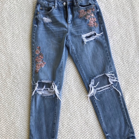 Garage Embroidered Floral Mom Jeans size 1 - Picture 2 of 9